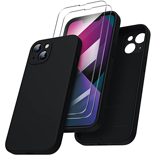 ORNARTO kompatibel mit iPhone 13 Hülle, mit 2 x Schutzfolie flüssigem Silikon Gel Ruber Case Rundumschutz stoßfeste Handyhülle für iPhone 13 Schwarz ORNARTO kompatibel mit iPhone 13 Hülle, mit 2 x Schutzfolie flüssigem Silikon Gel Ruber Case Rundumschutz stoßfeste Handyhülle für iPhone 13 Schwarz von ORNARTO
