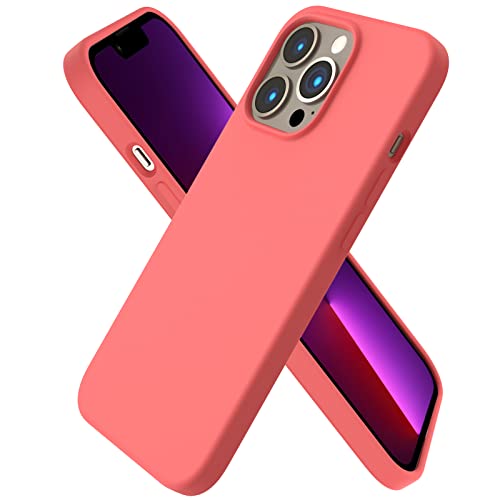 ORNARTO kompatibel mit iPhone 13 Pro 6,1 Silikon Case, Hülle Ultra Dünne Voller Schutz Flüssig Silikon Handyhülle Schutz für iPhone 13 Pro (2021) 6,1 Zoll-Pink Pomelo von ORNARTO