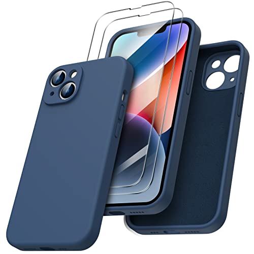 ORNARTO kompatibel mit iPhone 14 Hülle 6,1 Zoll 2022, mit 2 x Screen Schutzfolie flüssigem Silikon Gel Ruber Case Rundumschutz Stoßfeste Handyhülle Dunkelblau ORNARTO kompatibel mit iPhone 14 Hülle 6,1 Zoll 2022, mit 2 x Screen Schutzfolie flüssigem Silikon Gel Ruber Case Rundumschutz Stoßfeste Handyhülle Dunkelblau von ORNARTO
