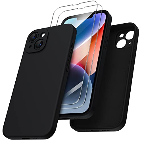 ORNARTO kompatibel mit iPhone 14 Hülle 6,1 Zoll 2022, mit 2 x Screen Schutzfolie flüssigem Silikon Gel Ruber Case Rundumschutz Stoßfeste Handyhülle Schwarz ORNARTO kompatibel mit iPhone 14 Hülle 6,1 Zoll 2022, mit 2 x Screen Schutzfolie flüssigem Silikon Gel Ruber Case Rundumschutz Stoßfeste Handyhülle Schwarz von ORNARTO