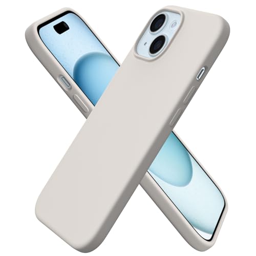 ORNARTO kompatibel mit iPhone 15 Hülle Silikon 6,1 Zoll, Ultra dünne Handyhülle iPhone 15 aus flüssigem Silikon, Kratzfeste und stoßfeste Schutzhülle iPhone 15 Hülle(2023) - Steingrau von ORNARTO