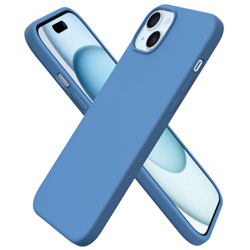 ORNARTO kompatibel mit iPhone 15 Plus Hülle Silikon 6,7 Zoll, Ultra dünne Handyhülle iPhone 15 Plus aus flüssigem Silikon, Kratzfeste und stoßfeste Schutzhülle iPhone 15 Plus Hülle(2023) - Blau von ORNARTO