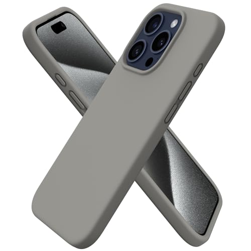 ORNARTO kompatibel mit iPhone 15 Pro Hülle Silikon 6,1 Zoll, Handyhülle iPhone 15 Pro Case aus flüssigem Silikon, Kratzfeste und stoßfeste Schutzhülle iPhone 15 Pro Hülle(2023) - Grau von ORNARTO