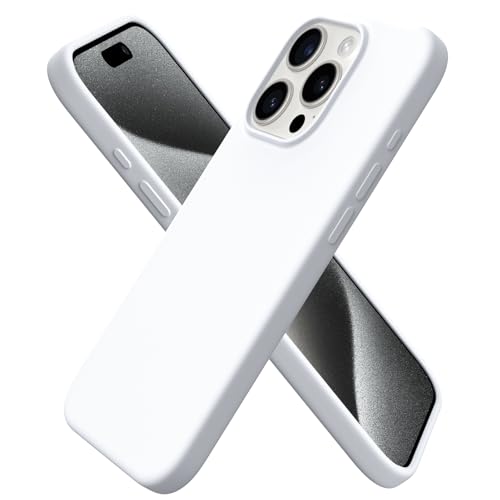 ORNARTO kompatibel mit iPhone 15 Pro Hülle Silikon 6,1 Zoll, dünne Handyhülle iPhone 15 Pro aus flüssigem Silikon, Kratzfeste und stoßfeste Schutzhülle iPhone 15Pro Hülle(2023) - Weiß von ORNARTO
