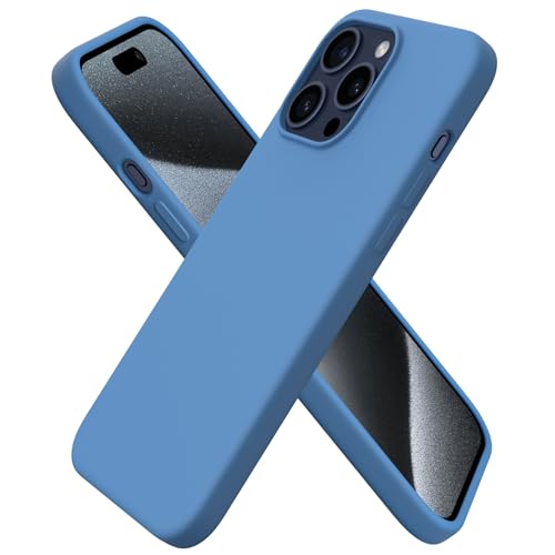 ORNARTO kompatibel mit iPhone 15 Pro Max Hülle Silikon 6,7 Zoll, dünne Handyhülle iPhone 15 Pro Max aus flüssigem Silikon, Kratzfeste Schutzhülle iPhone 15 Pro Max Hülle(2023) - Blau von ORNARTO