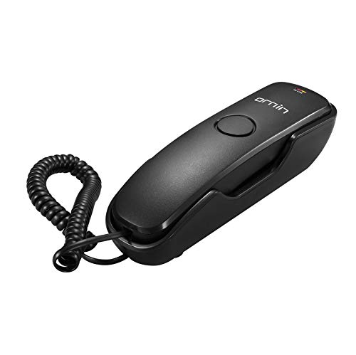 Ornin T102 Trimline Schnurgebundenes Telefon, Wandmontage, Wahlwiederholung, Stummschaltung, M1/M2 One-Touch-Speicher, Klingellautstärke einstellbar (schwarz) – UK-Version von ORNIN