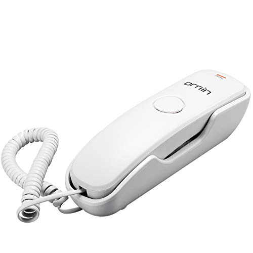 Ornin T102 Trimline Schnurgebundenes Telefon, Wandmontage, Wahlwiederholung, Stummschaltung, M1/M2 One-Touch-Speicher, Klingellautstärke einstellbar (weiß) – UK-Version von ORNIN