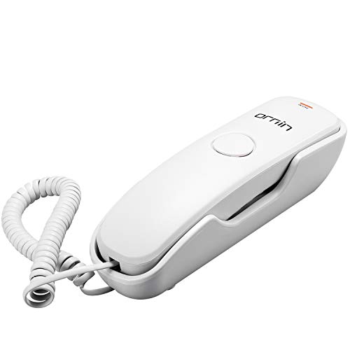 Ornin T102 Trimline schnurgebundenes Telefon, Wandmontage, Wahlwiederholung, Stummschaltung, M1/M2 One-Touch-Speicher, Klingel-Lautstärke einstellbar (weiß), UK-Version von ORNIN