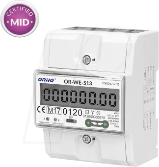 ORNO OR-WE-513 - 3-Phasen-Stromzähler, 80A, MID, 4,5 TE von ORNO