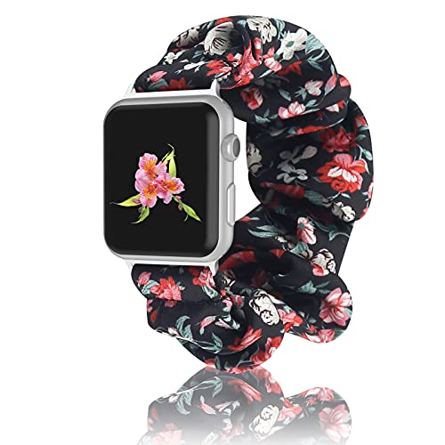 Scrunchie Stoffarmband für Apple Watch Bands – elastisches Armband für Frauen und Mädchen 38 mm, 40 mm, 41 mm, 42 mm, 44 mm, 45 mm, kompatibel mit Apple iWatch Serie 8,7, 6, 5, 4, 3, 2, 1, Begonia, von ORROKER