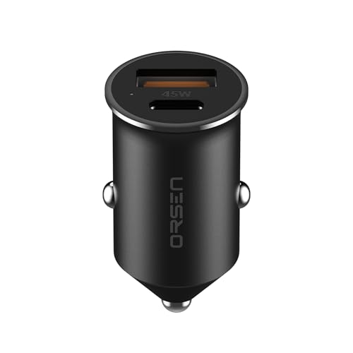 ORSEN C8 45W Mini Car Cigarette Lighter Charger, Dual USB-A & Type-C Output, Fast Charging for iPhone, Android, and More, 12V-24V Input, Compact Design, Black ORSEN C8 45W Mini Car Cigarette Lighter Charger, Dual USB-A & Type-C Output, Fast Charging for iPhone, Android, and More, 12V-24V Input, Compact Design, Black von ORSEN