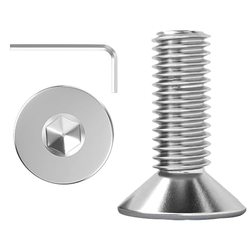 ORTAVA 20 Stück M5 x 12 Schrauben, Senkkopfschrauben, Flachkopfschrauben, Innensechskant Edelstahl A2 V2A Vollgewinde mit Innensechskantschlüsseln von ORTAVA