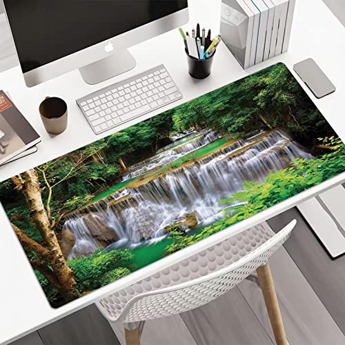 Verlängert Gaming Mouse Pad, Großes XL Mauspad (80x40 cm),Wasserfall, atemberaubende Aussicht auf den Wasserfall in Kanjanaburi Stream ,Geringe Reibung Verfolgung Oberfläche und Rutschfester Rückseite von ORTHODRYL