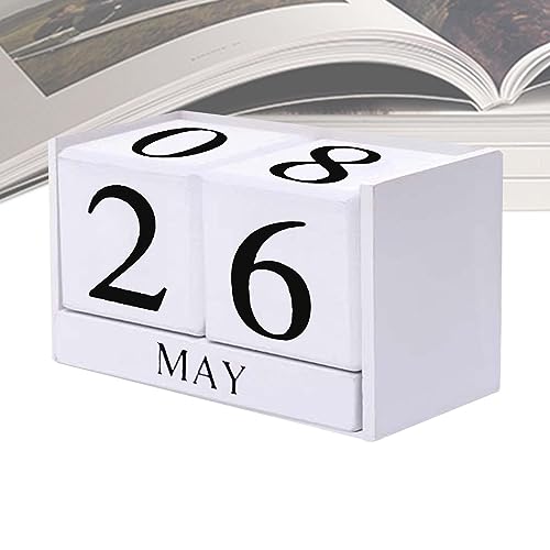Kalenderblöcke aus Holz, Countdown-Hochzeitskalender aus Holzblöcken, Vintage Holz Perpetual Desktop Kalender Holzblock Monat Datumsanzeige für zu Hause oder im Büro Dekoration von ORTUH