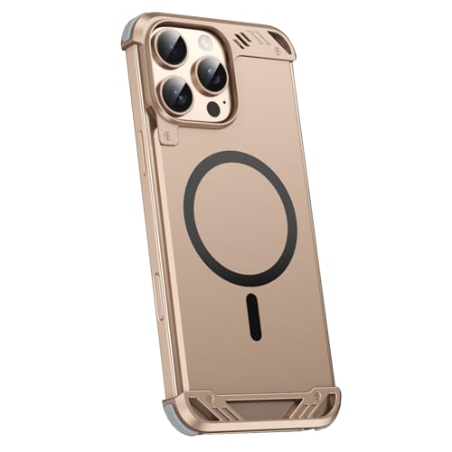 ORVCVGLB-Gold,16 Pro Max, Handyhülle Für iPhone 16 Pro Max/16 Pro/16 Plus/16, Magnetisches Metall Aromatherapie Handytasche Rahmenlos Ultradünnes Kratzfeste Hülle von ORVCVGLB