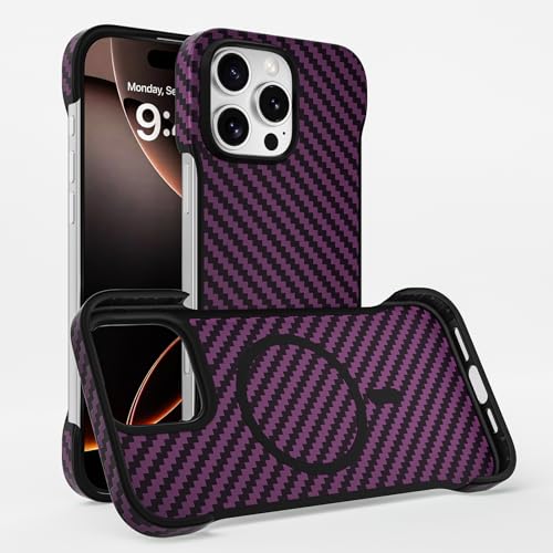 ORVCVGLB-Magnetische Hülle für iPhone 16 Pro Max, Kevlar Kohlefaser Handyhülle Ultradünne Stoßfeste Support Kabelloses Laden Handytasche,Lila,16 Pro Max ORVCVGLB-Magnetische Hülle für iPhone 16 Pro Max, Kevlar Kohlefaser Handyhülle Ultradünne Stoßfeste Support Kabelloses Laden Handytasche,Lila,16 Pro Max von ORVCVGLB