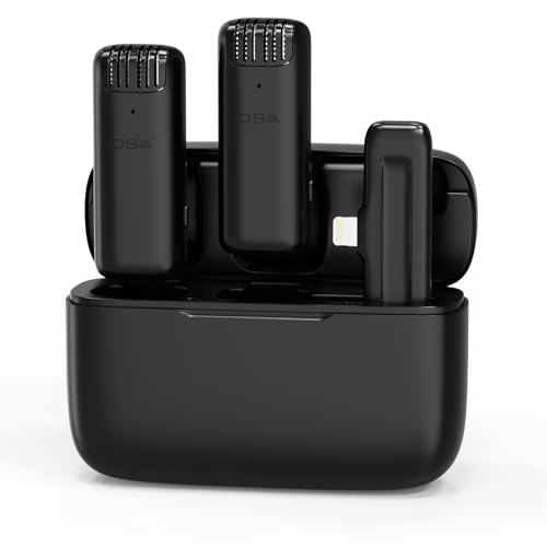 OSA Kabelloses Mikrofon für iPhone iPad mit 15-Stunden-Ladehülle, Einstellbarer Geräuschunterdrückungspegel, Wireless Lavalier Mikrofon für Videoaufnahmen, 2-teiliges Set OSA Kabelloses Mikrofon für iPhone iPad mit 15-Stunden-Ladehülle, Einstellbarer Geräuschunterdrückungspegel, Wireless Lavalier Mikrofon für Videoaufnahmen, 2-teiliges Set von OSA