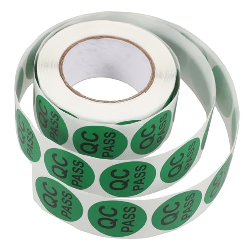 OSALADI 1 Rolle Aufkleber Mit Qualitätsprüfetikett Bestandsaufkleber Runde Inventaraufkleber Qc Bestandene Klebeetiketten Lager-qc-pass-aufkleber Green Aufkleber Aus Kupferpapier von OSALADI
