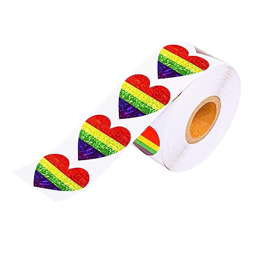 OSALADI 1 Rolle Aufkleber Zum Valentinstag Aus Regenbogen Etikett Mit Pop Herz Siegel Aufkleber Dekorativer Aufkleber Wasserdichte Aufkleber Wasserfester Aufkleber Papier von OSALADI