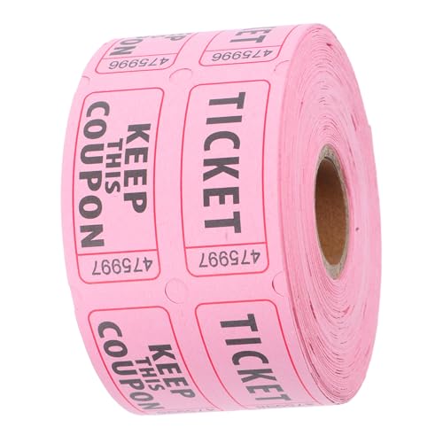 OSALADI 1 Rolle Los Tickets Veranstaltungstickets Karneval Tickets Schulfeste Tickets Tombola-Tickets aus Papier Klassenprämientickets Partykarten doppeltes Offsetpapier Rosa von OSALADI