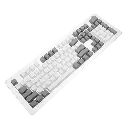 OSALADI Mechanische Tastatur 104 Tasten Pbt-tastenkappen Stabiler Tastaturschutz Bunte Tastenkappen Weiß Und Grau von OSALADI