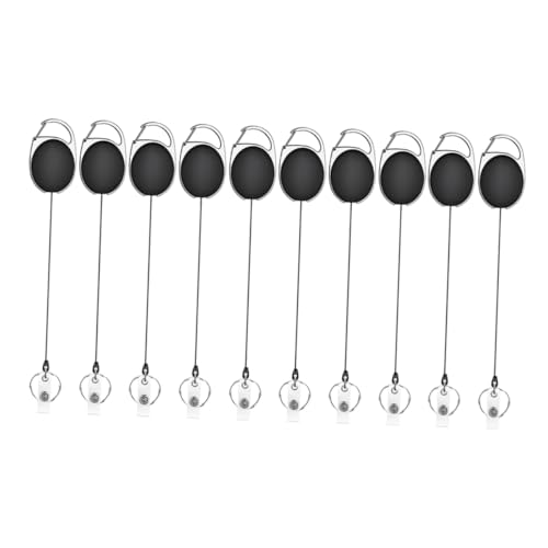 OSALADI 10 Stück Arbeitserlaubnis-Easy-Pull-Schnalle Ausweishalter Einziehbarer Abzeichenclip Ausweisbefestigung Ausweishaken ID-Inhaber Arbeitsabzeichen-Clip einziehbar Nylon Black von OSALADI