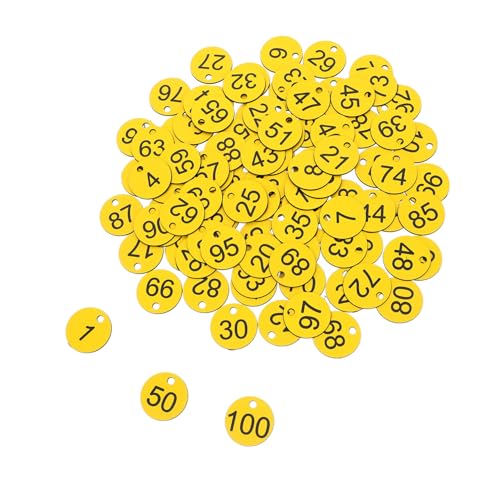OSALADI 100 Stück digitales Etikett aufbewahrungssystem schlüsselanhanger Lagerungskennzeichnung Das Lageretikett Nummernetiketten Zahlen aus Plastik Zahl Schlüsselanhänger PVC Yellow von OSALADI