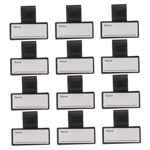 OSALADI 12 Stück -Zeichen Namensschilder -Namensanhänger Namensträger -Tag Namensclips für Stethoskope ID -Tag Etikettenhalter ID-Etikett Abs Black von OSALADI