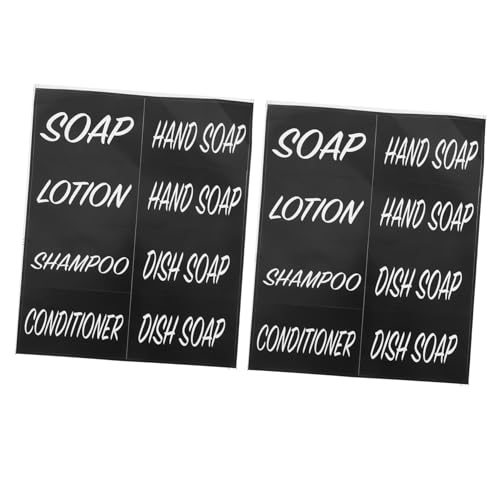 OSALADI 2 Blatt Badetags Behälteretiketten Sprühflaschenbezeichnungen Reise-Toilettenartikeletiketten wasserfest Shampoo-Aufkleber Shampoo-Etiketten Perle Synthetic Paper Black von OSALADI