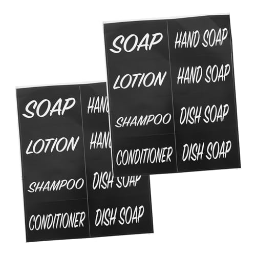 OSALADI 2 Blatt Badetags Flaschenetiketten in Reisegröße Wäscheetiketten für Behälter Etiketten für Lotionsflaschen Kosmetiketiketten Toilettenetikett Perle Synthetic Paper Black von OSALADI