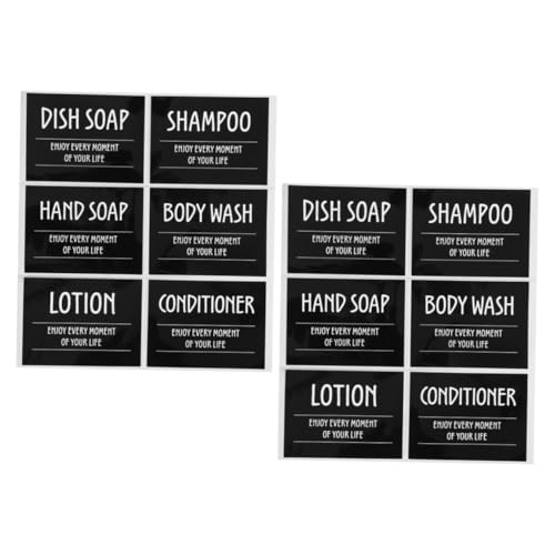 OSALADI 2 Sätze Etiketten Für Toilettenartikel Wäscheetiketten Für Behälter Wäscheetiketten Für Gläser Etikett Für Shampoo-spenderflaschen Pvc-aufkleber Pvc Selbstklebend Black von OSALADI