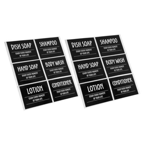 OSALADI 2 Sets Toilettenartikel Etiketten Duschgel Shampoo Aufkleber Wäscheetiketten Für Gläser Spenderflaschen Etiketten Duschflaschen Etiketten Aufkleber Zum Aufkleben von OSALADI