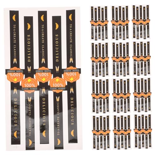 OSALADI 200 Stück siegel aufkleber dekorative sticker aufkleber schwarz Klebeetiketten Aufkleber für Backetiketten Verpackung von Backwaren Cookie-Etiketten Kupferplattenaufkleber Black von OSALADI