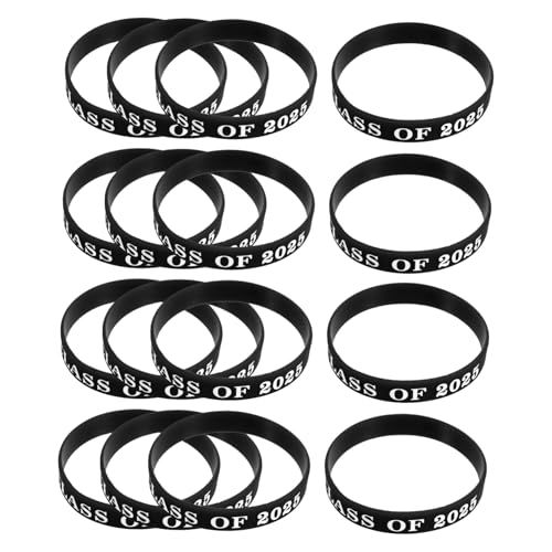 OSALADI 24 Stück 2025 Graduierungsarmband Studenten Graduierungsanhänger Für Armbänder Personalisiert Willkommen Graduationsparty Gefälligkeiten 2025 Armband Bands Golden Black Kieselgel von OSALADI