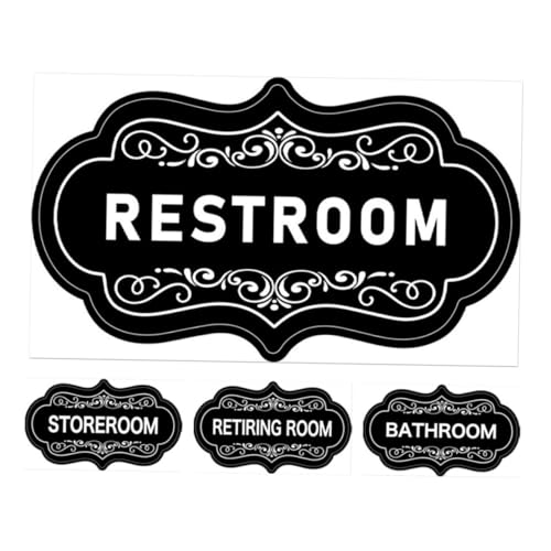 OSALADI 4 Stück Logo Aufkleber Aufbewahrung Gold Etikett Toilettenbeschilderung Badezimmer Vinyl Universeller Toilettentüraufkleber Hinweisschild „Bitte“ Moderne Schilder von OSALADI