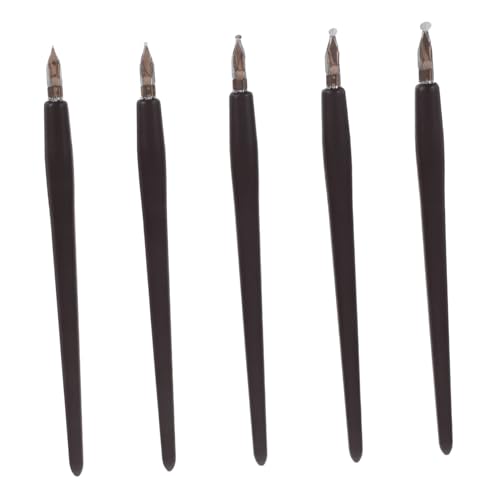 OSALADI 5Er Set Stift kalligraphie set Dekoration zeichnen Kalligraphie-Füllfederhalter Kalligraphie -Kits für Anfänger handgeschnitzte Stempel Füllfederhalter zum Zeichnen Holz Dark Brown von OSALADI
