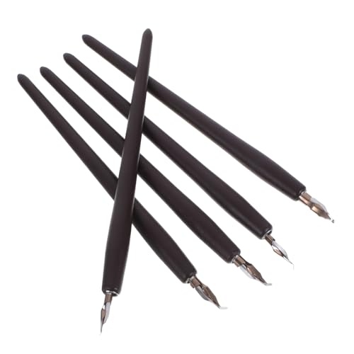 OSALADI 5er Set Stift Dekoration Zeichnen Füller Kalligraphie -kits Für Anfänger Kalligraphie-füllfederhalter Handgeschnitzte Stempel Füllfederhalter Zum Zeichnen Holz Dark Brown von OSALADI