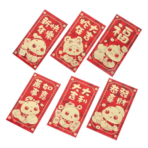 OSALADI 6 Stück 2025 roter Umschlagumschlag glückliche Geldtaschen Geldumschlag für das neue Jahr geschenkverpackung geldgeschenke geburtstag geldtaschen traditionelle rote Tasche Papier von OSALADI
