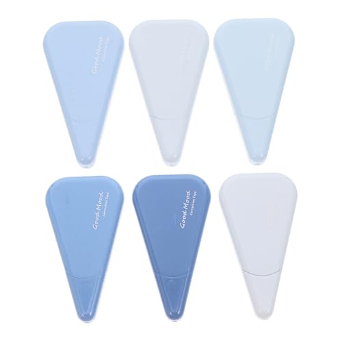 OSALADI 6 Stück Dreieckiges Korrekturband Sammelalbum Liefert Klebebandkleber Weißen Stift Kawaii Schulmaterial White-out-tape-bulk Weißes Korrekturband Bandspender Süßes Weiß Plastik Blue von OSALADI