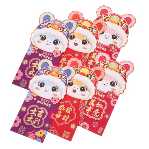 OSALADI 6 Stück Jahr der Schlange Roter Umschlag glücksbringer geschenkumschlag Glücksgeldumschlag Festival kleine rote Umschläge Jahr roter Umschlag chinesisches neujahr hongbao Papier von OSALADI
