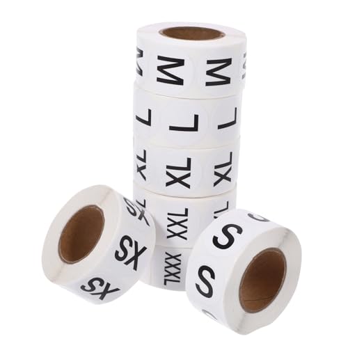 OSALADI 7 Rollen Größe Aufkleber Name stickbilder Etikett Registerkarten Aufkleber in Hemdgröße Größenaufkleber für Kleidung Selbstklebendes beschichtetes Papier Schwarz von OSALADI