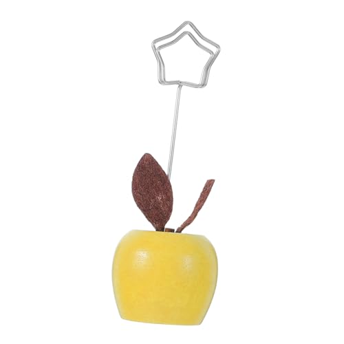 OSALADI Apple Message Ordner büro dekoration Tischkartenhalter Memoclip aus Holz Papiergewichte Aktenhalter für den Schreibtisch Beachten Sie Clip-Halter Memohalter-Clip Bildhalter Yellow von OSALADI