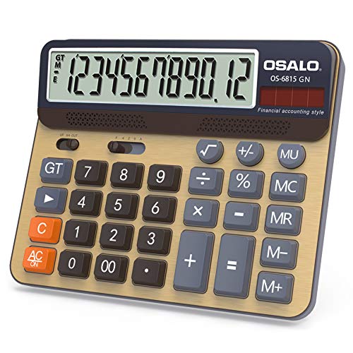 OSALO Tischrechner Gross großes Display große Tasten 12-stelliger Taschenrechner (OS-6815GN) von OSALO
