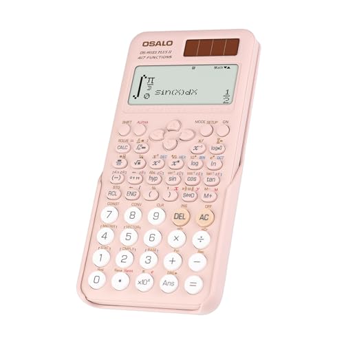 OSALO Wissenschaftlicher Taschenrechner 417 Funktion 10+2 Stellen Geschriebenes Display Solar und Batterie Rechner Schutzhülle für Schule Rosa (OS 991ES Plus 2nd Edition) von OSALO