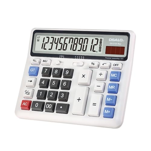 Tischrechner Buchhaltung Extra großes LCD-Display Große Taste Taschenrechner 12-stelliger elektronischer Solar-Tischrechner (OS-2135) von OSALO
