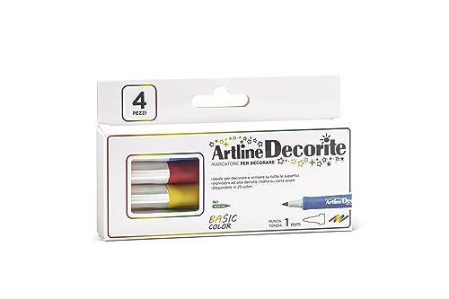 Artline Decorite, 4 Filzstifte mit Rundspitze. Blau, Gelb, Grün und Rot von OSAMA