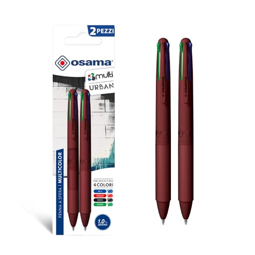 OSAMA 4 Multi Urban Buntstifte, 4 Farben, 2 Stück, Kugelschreiber, mehrfarbig, 1,0 mm, mit Schwarz, Blau, Rot und Grün, für Schreibwaren Schule, Büro, Universität und Schreibwaren von OSAMA