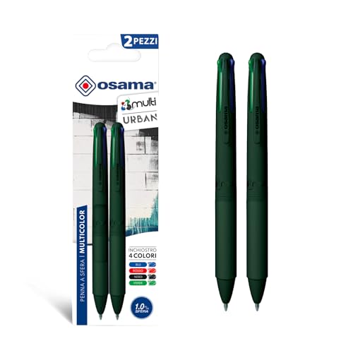 OSAMA 4 Multi Urban Buntstifte, 4 Farben, 2 Stück, Kugelschreiber, mehrfarbig, 1,0 mm, mit Schwarz, Blau, Rot und Grün, für Schreibwaren Schule, Büro, Universität und Schreibwaren von OSAMA