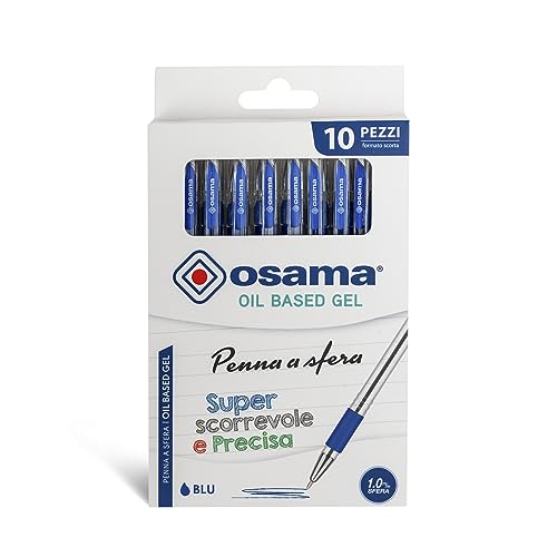 Osama – Gelschreiber-Set mit OBG-Tinte, supergleitend und präzise, 48-Stück-Packung mit 1,0 mm Druckkugelschreiber, Ideal für Schul- und Schreibbedarf, Büro und Universität, Blau von OSAMA