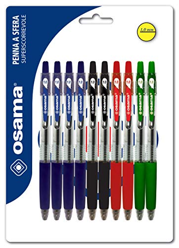 Osama – Schwarze Gelschreiber mit OBG-Tine, 10-teiliges Set, supergleitender und präziser Gelschreiber, Druckkugelschreiber 1 mm für Schule, Büro und Uni, Gelstifte-Set ideal für Schreibbedarf von OSAMA